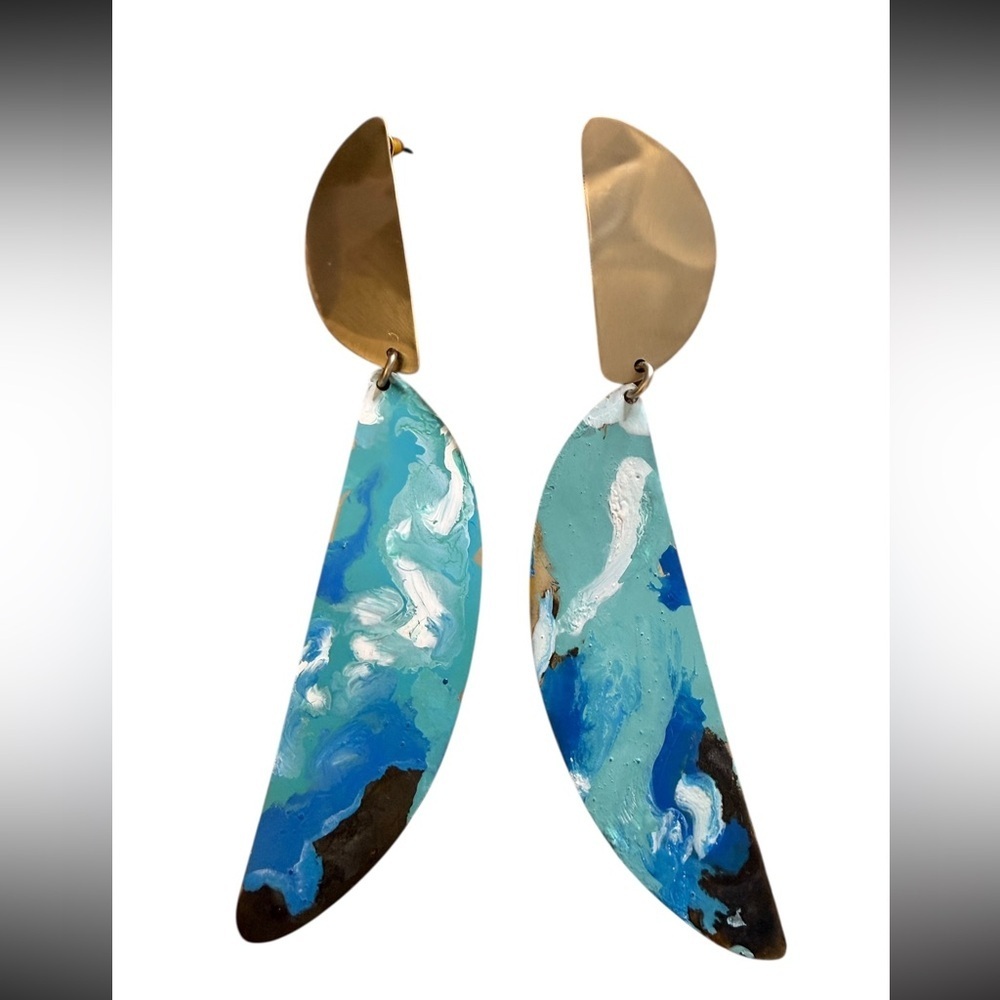 Sibilia Abstract Blue and Gold Earrings